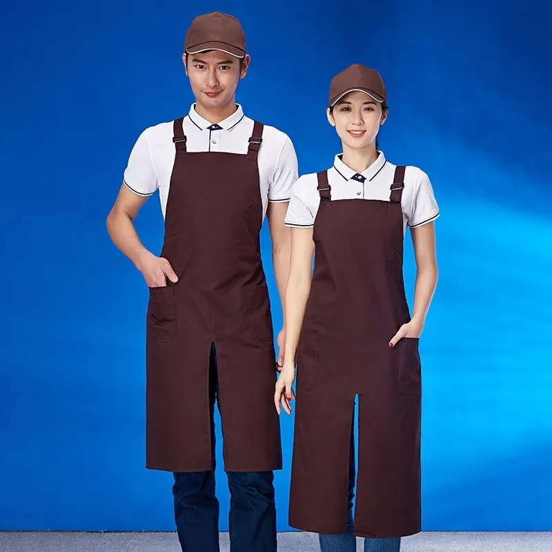 Pure Cotton Anti Water Women Men Print Name Logo Chef Cook Kitchen Apron Restaurant Cafe Waiter Hairdresser Hang Neck Barbers