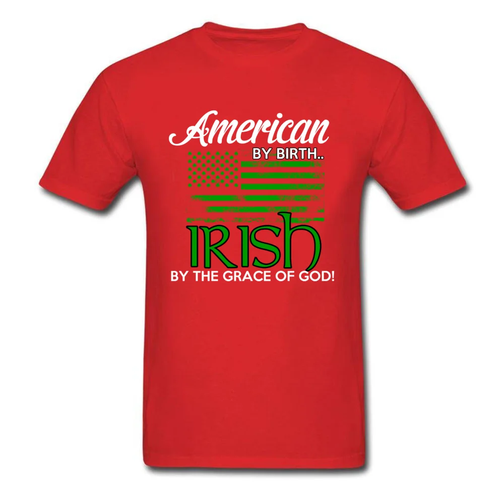 Printed On Leisure Summer Autumn Cotton Round Neck Men's Tops & Tees Casual Clothing Shirt Classic Short Sleeve T Shirt IRISH BY THE GRACE OF GOD red