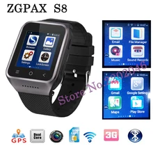 ZGPAX S8 Android 4.4 512M+4G Smart Watch built in 8G menory MTK6572 1.2GHz support 3G,wifi,GPS,Single SIM Camera for Android IOS