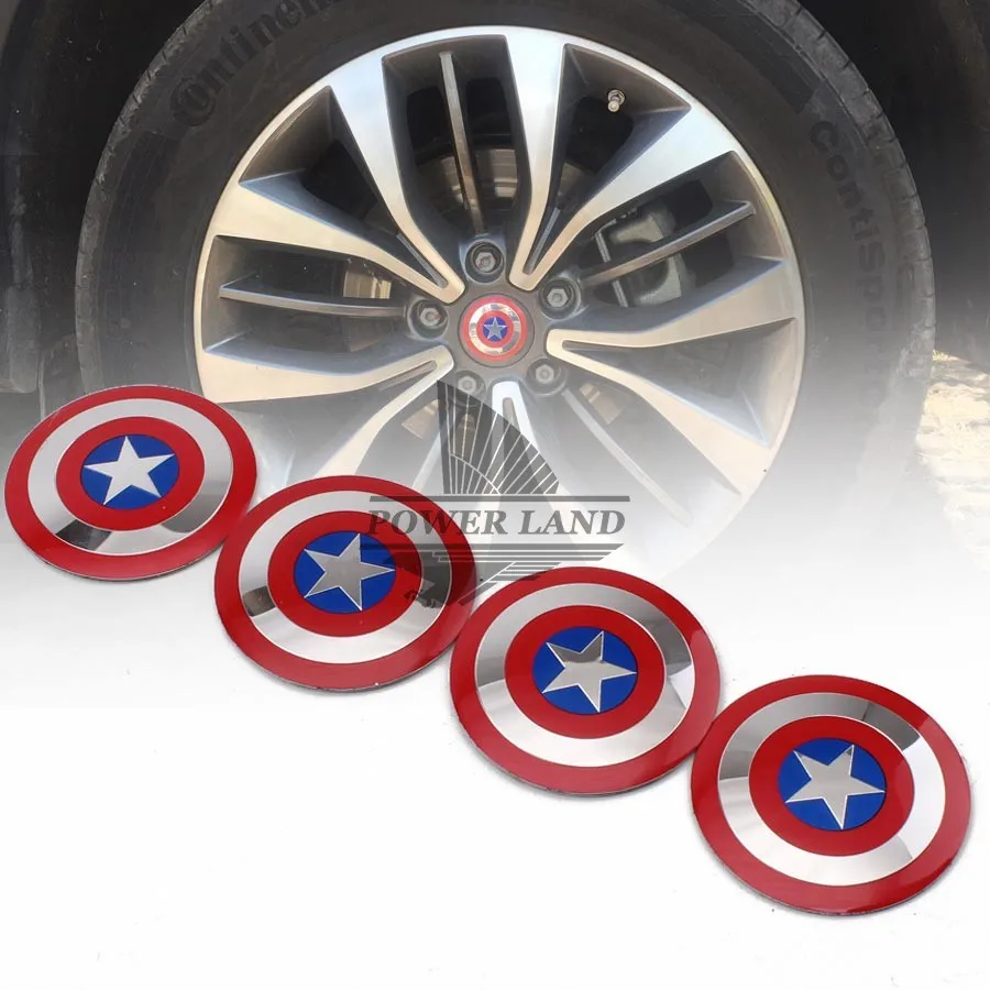 55ミリメートルキャプテンアメリカシールドロゴ車のステアリングホイールセンターハブキャップエンブレムバッジデカールシンボルホイールステッカー用かわすフォード4ピース Wheel Sticker Emblem Badgestickers For Wheels Aliexpress