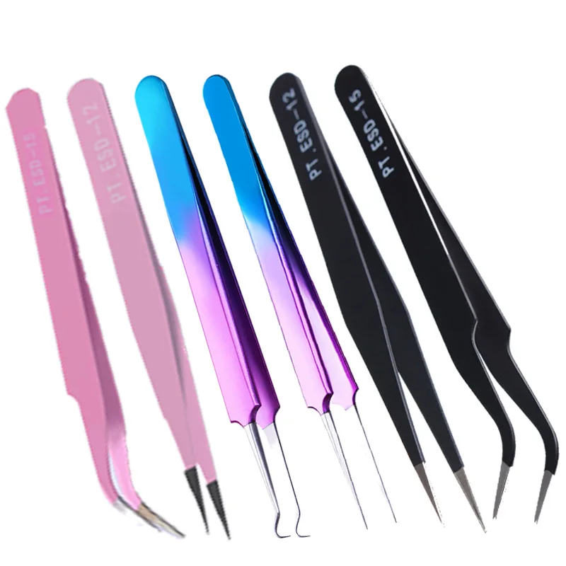 

1 Pc Stainless Steel Tweezer Straight Curved Angle Head Rhinestone 3D Sticker Picker Manicure Nail Art Tool
