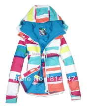 Free shipping 2014 new womens colorized plaid waterproof snowboard jackets colorful grid ski jacket snow parka