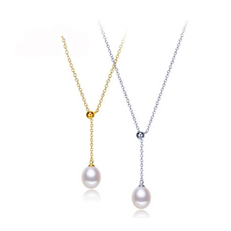 

RUNZHUQIYUAN 2017 100% natural freshwater pearl Pendant charm necklace 9-10mm 925 sterling Silver Jewelry For Women wedding Gift