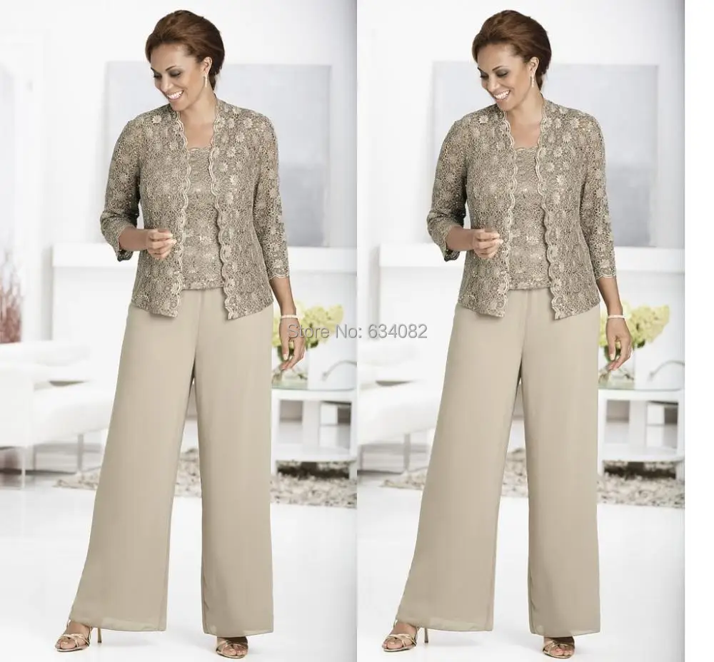 Conjunto de pantalones de tres piezas de encaje hasta el