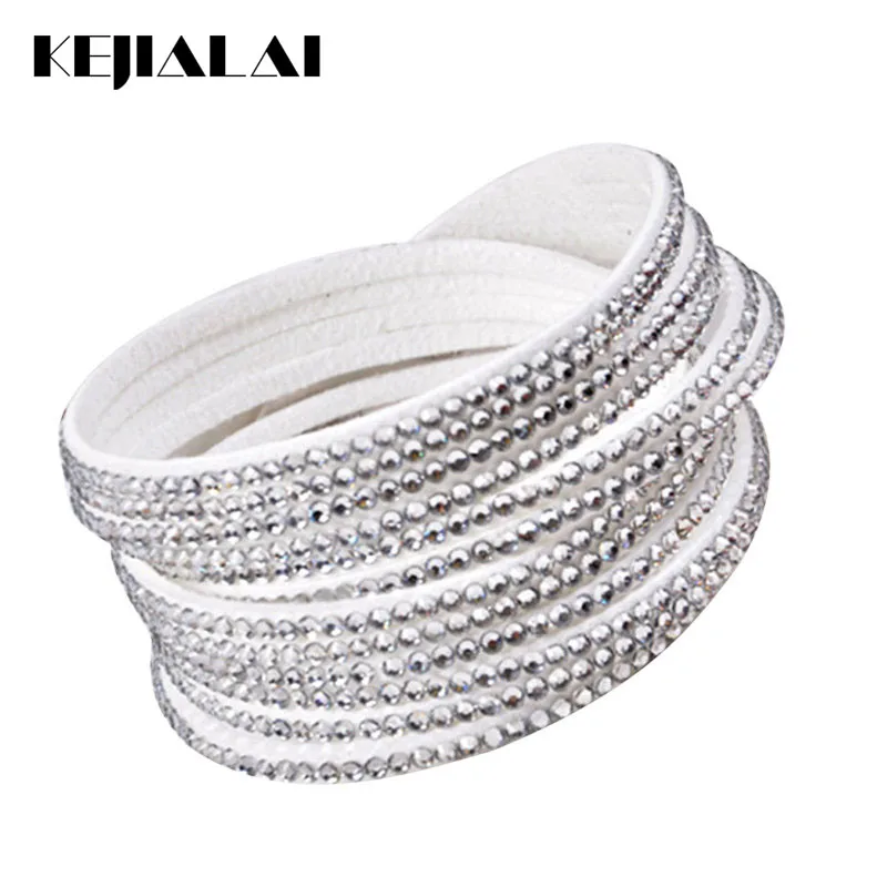 

Kejialai 2018 Hot Sale Women Flannelette Stone Bracelet With Full Crystal Fashion Jewelry For Female Wrap Charm Bracelet KJL007