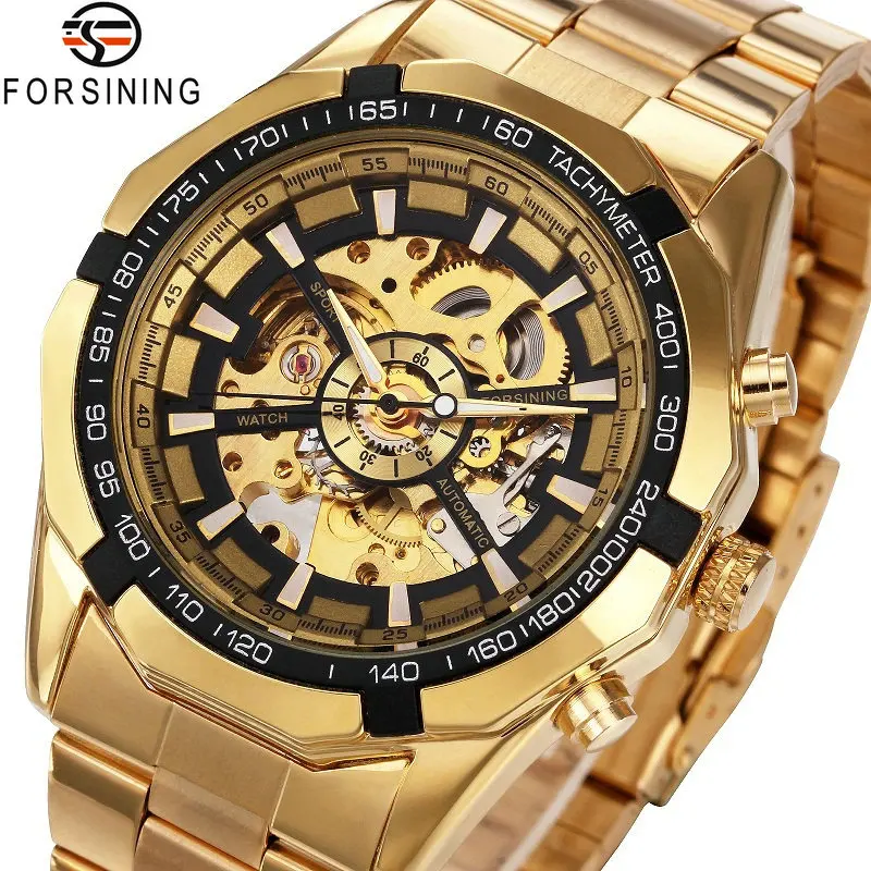 Winner font b Watch b font Men Skeleton Automatic Mechanical font b Watch b font Gold