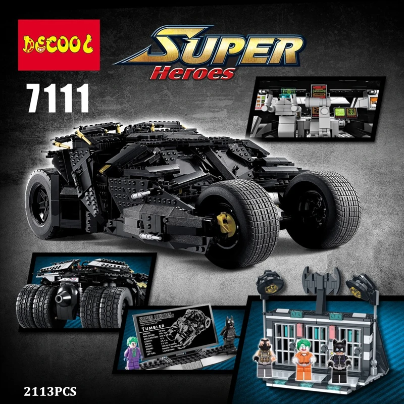 

DIY 2113pcs Legoing Oversized Bat Car Batman The Combat Vehicle Bricks Giant Prison Building Blocks Compatible With Legoingly