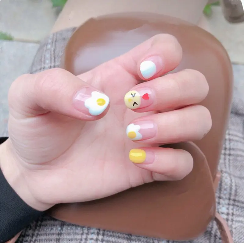 Наклейки для дизайна ногтей жареные яйца желток Gudetama наклейки красоты
