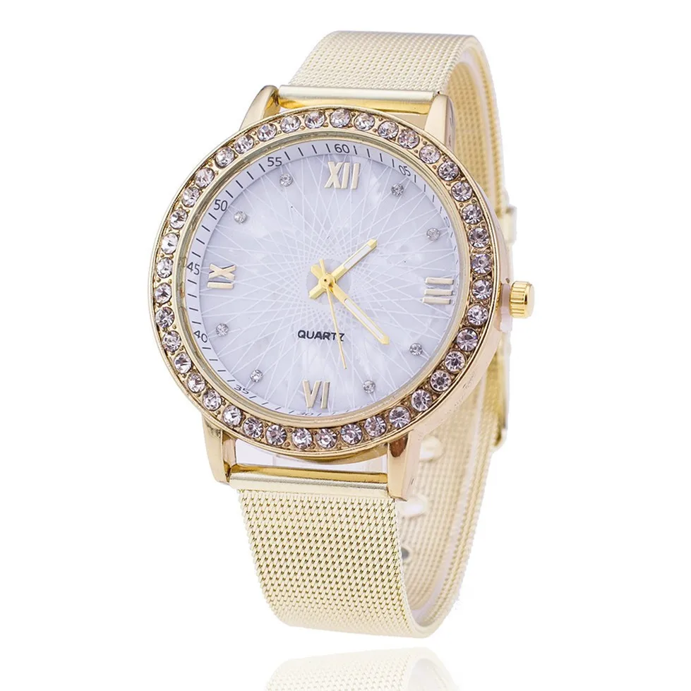 

Luxury Wrist Bracelets Fashion Crystal Stainless Steel Watch for Women Quartz Analog Mesh Band Wrist Watch Orologio DropShipping