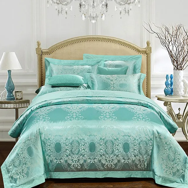 Aqua Green Bedding Set Luxury S Jacquard Bedspreads Satin Duvet Aqua Green Bedding Set Luxury S Jacquard Bedspreads Satin Duvet Covers Sheets Bed In A Bag