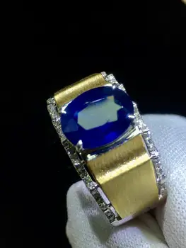 

Fine Jewelry Real 18K Rose Gold 100% Natural 2.62ct Blue Sapphire Gemstone 18k Gold Diamonds Stone Male Ring for MEN RINGS
