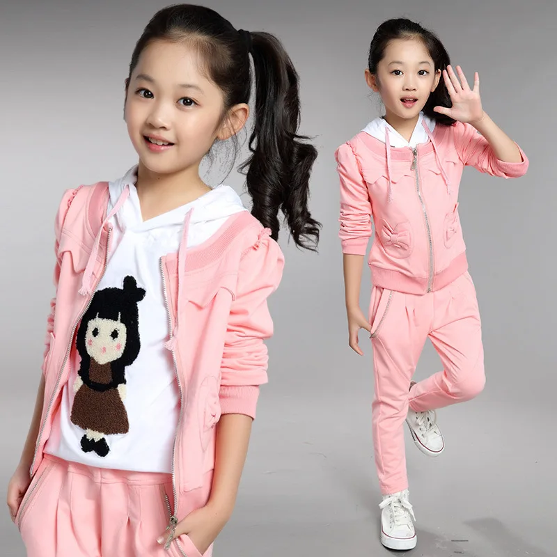 

Teenage Girls Clothes Sets Spring Autumn Children Clothing Cotton Jacket+Shirt+Pants 3PCS Girls Tracksuit 4 6 8 10 12 13 Years