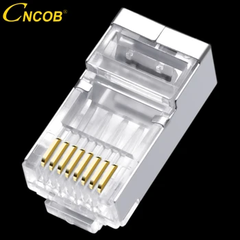 

cncob rj45 Cat6 network connector wire diameter 1.3mm, 8p8c ftp Gigabit Ethernet Modular RJ-45 connection crystal head, plug