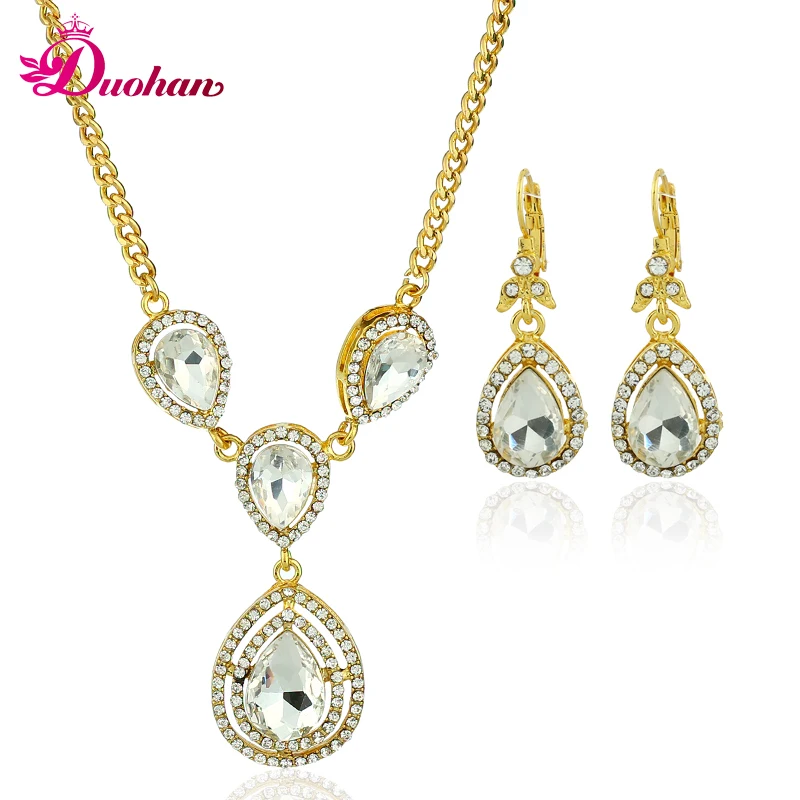 Bridal Bridesmaid Jewelry Retro Plating KC Gold Rhinestone Necklaces