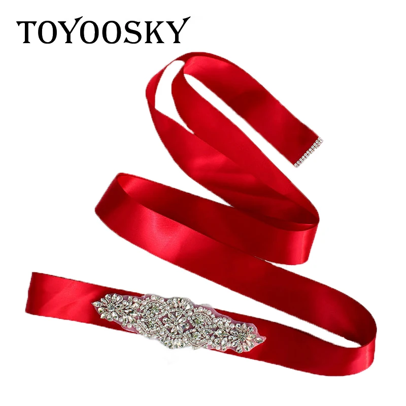 

New Arrival Rhinestone Wedding Belts Black Crystal Beads Handmade Bridal Belt Sash White Ribbon for Bride Bridesmaid Dress