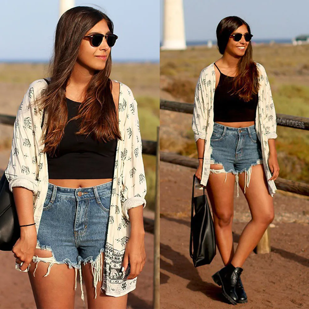 

Women Elephant Printed Swimsuit Cover Up One Piece Half Sleeve Beach Cover up 2018 fe26