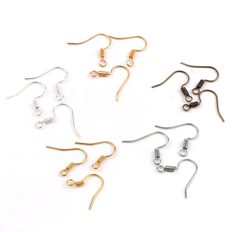100 Pieces Copper-Plated Ball Loop Earring Ear Post Stud Findings Earring Accessories Gold//White K