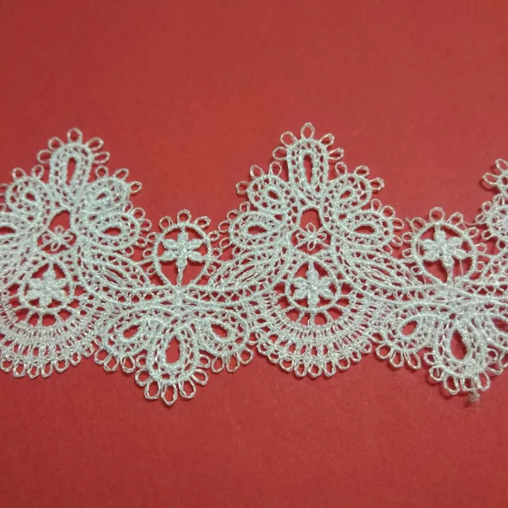 

5Yards Embroidery Lace 6cm Width White Embroidered Polyester Lace for Clothes Home Textiles Apparel Sewing Lace Fabric