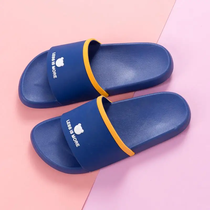 Summer Women Slides Home Slippers Beautiful Bear Women Soft Beach Sandals Woman Shoes Bothe Flip Flops Sandalias Plus Size 35-44 - Цвет: dark blue