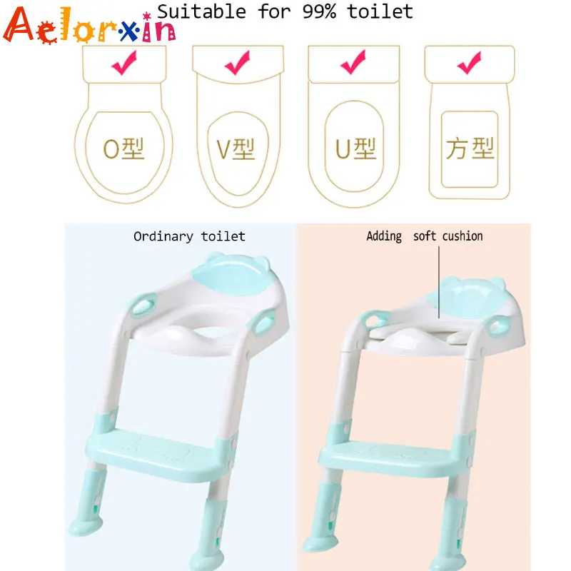  Baby Toilet Ladder Baby Child Potty Toilet Trainer Seat Step Stool Ladder Adjustable Training Chair