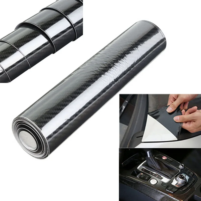 

60cm*150cm Car Sticker High Glossy 5D Carbon Fiber Vinyl Wrap Film DIY Waterproof Auto Decal Motorcycle Automobiles Car-styling