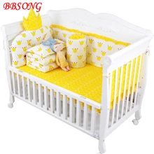 BBSONG 7 шт. детский набор постельных принадлежностей с героями мультфильмов Мягкий дышащий комплект для детской кроватки для новорожденных детей включает в себя наволочку кровать листовые бамперы