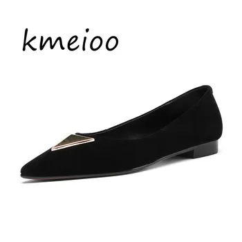 

2018 Fashion Women Shoes Woman Flats high quality suede slip-on shoes pointed toe Rubber Women Flat Shoes Ballet plus size