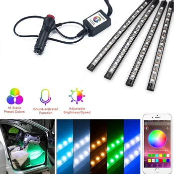 

4x Car RGB LED Strip Light Decorative Atmosphere Lamps For Audi A3 A4 B6 B8 A6 C6 80 B5 B7 A5 Q3 Q5 Q7 TT 8P 100 8L C7 8V A1 S3