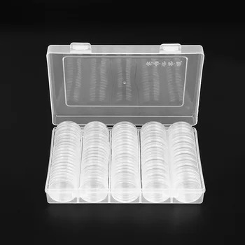 

100pcs/pack Transparent Coin Capsules Crafts Containers Storage/Collection Boxes Holders Diameter 25mm Round Storage