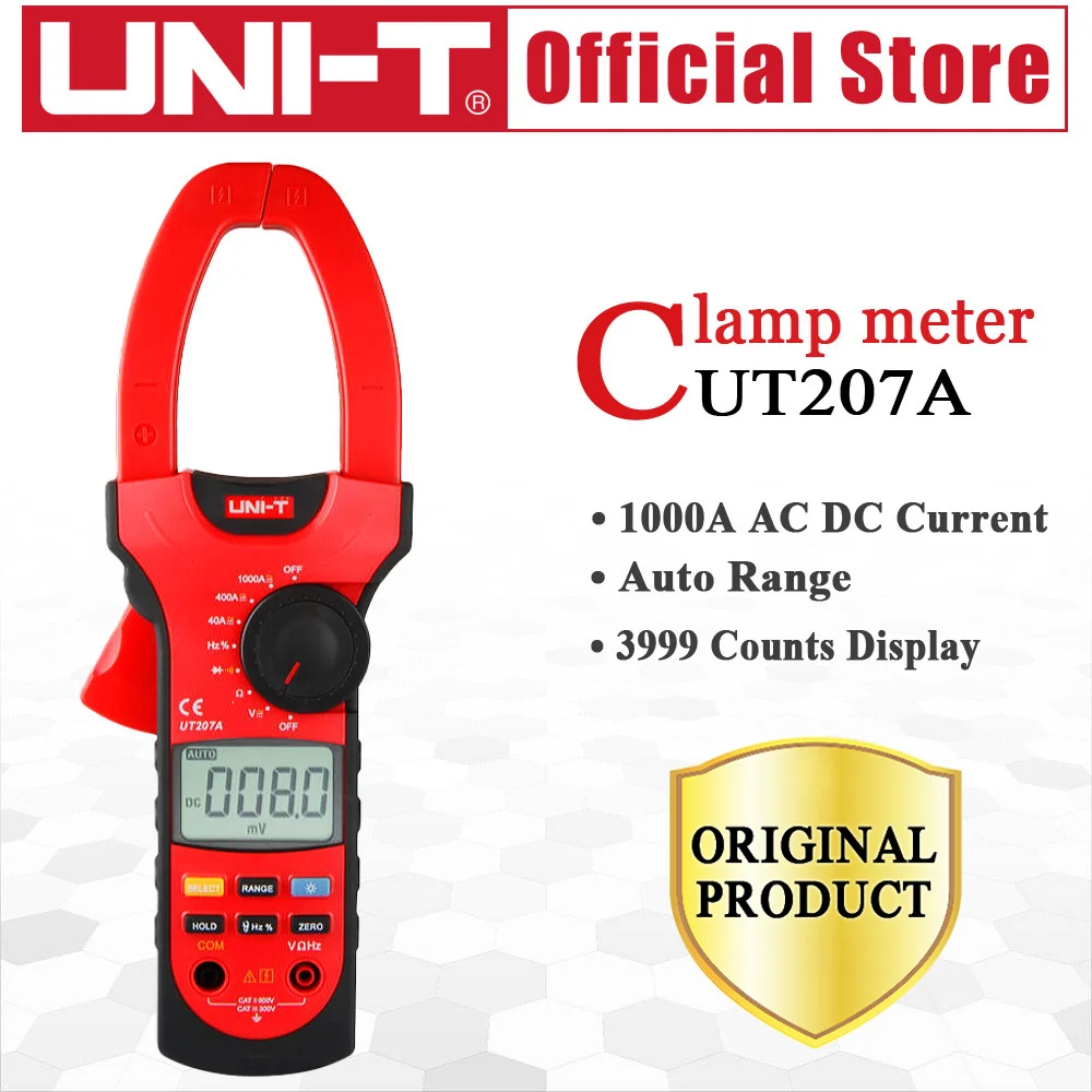

UNI-T UT207A 1000A Digital Clamp Meters Frequency Measure Multimeters Auto Range Capactance Resistance