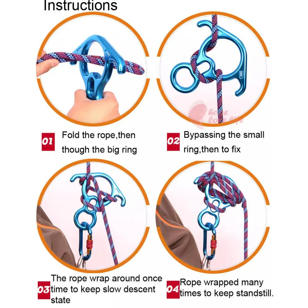 Сверхмощный 50KN Рисунок 8 кольцо веревки спусковое устройство скалолазание спасательных скалолазание оборудование черный
