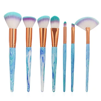 

7 Pcs/Set Professional Women Marble Brushes Soft Eye Shadow Eyebrow Lip Brush Set Foundation Powder Brush Marble Make Up Tools