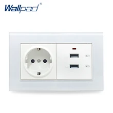 EU Socket and USB Wallpad Crystal Glass 110V-250V 146*86mm 16A EU Wall Socket and 3.0 Double Quicker USB Charger EU Socket and USB Wallpad Crystal Glass 110V-250V 146*86mm 16A EU Wall Socket and 3.0 Double Quicker USB Charger