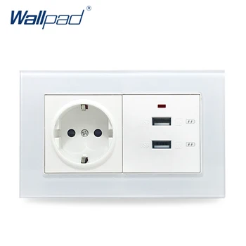 

EU Socket and USB Wallpad Crystal Glass 110V-250V 146*86mm 16A EU Wall Socket and 3.0 Double Quicker USB Charger