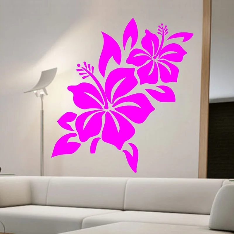 Zooyoo Hibiscus Flower Wall Decal Namaste Vinyl Sticker Art Decals Zooyoo Hibiscus Flower Wall Decal Namaste Vinyl Sticker Art Decals Bedroom Design Mural Home Decor Room Decoration Wallpaper In Stickers From