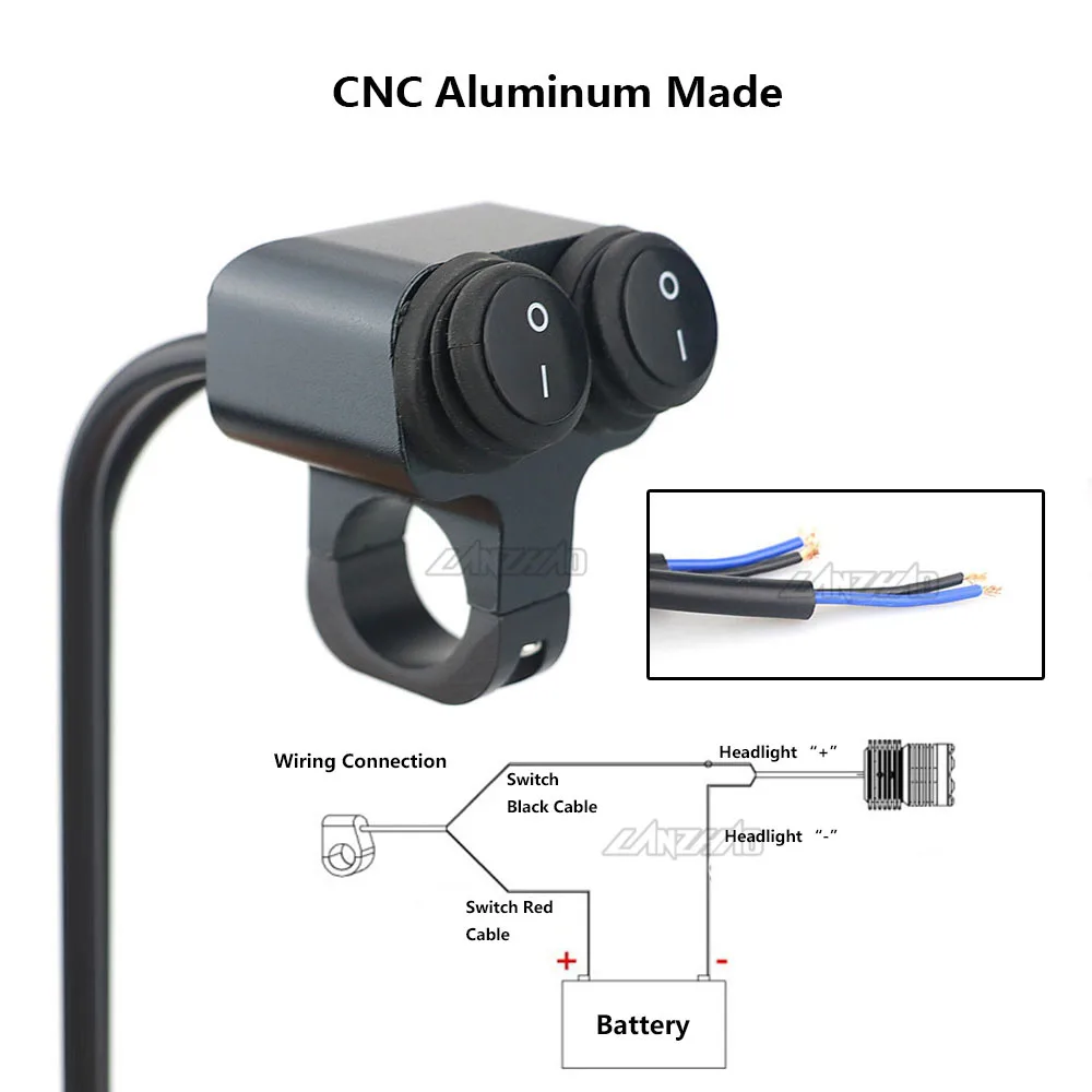 Мотоцикл двойной переключатель включения-ЧПУ Алюминиевый Водонепроницаемый 22-25 мм руль переключатели черный Универсальный Мотоцикл аксессуары