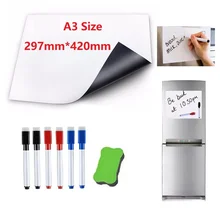 A3 Size Dry Wipe Magnetic Whiteboard for Fridge Magnet Marker Pen Eraser Home Office Kitchen Magnet Flexible Board White Boards