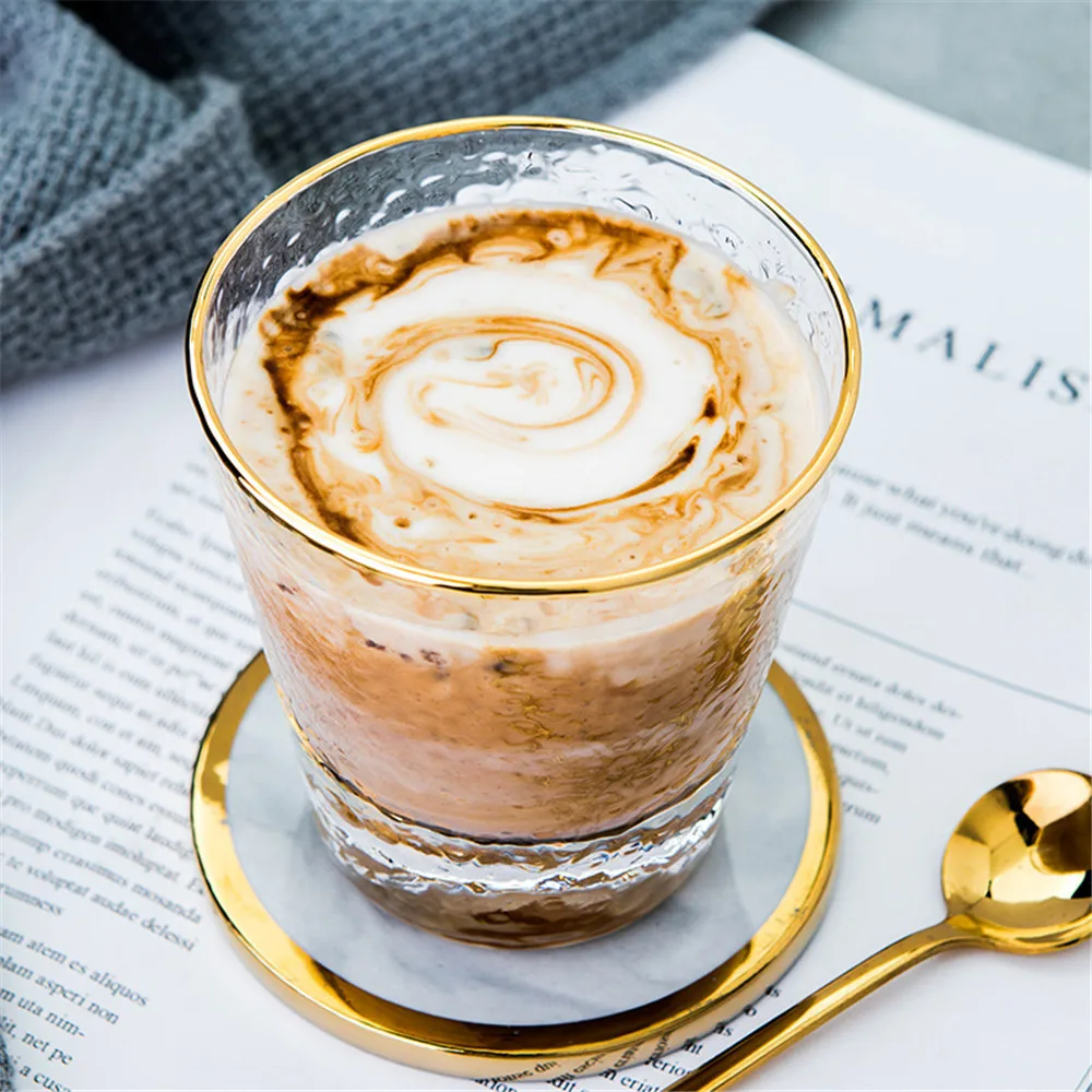 Ins скандинавские прозрачные золотые оправы стеклянная чашка Vogue шикарная Минималистичная высокая температура кофе молоко чай десерт чашка для домашнего завтрака