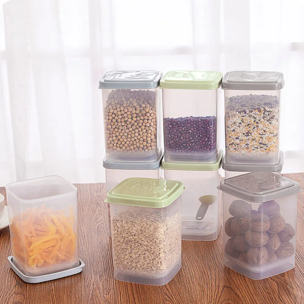 Square Grain Sealed Food Storage Box Kitchen Moistureproof Freshness