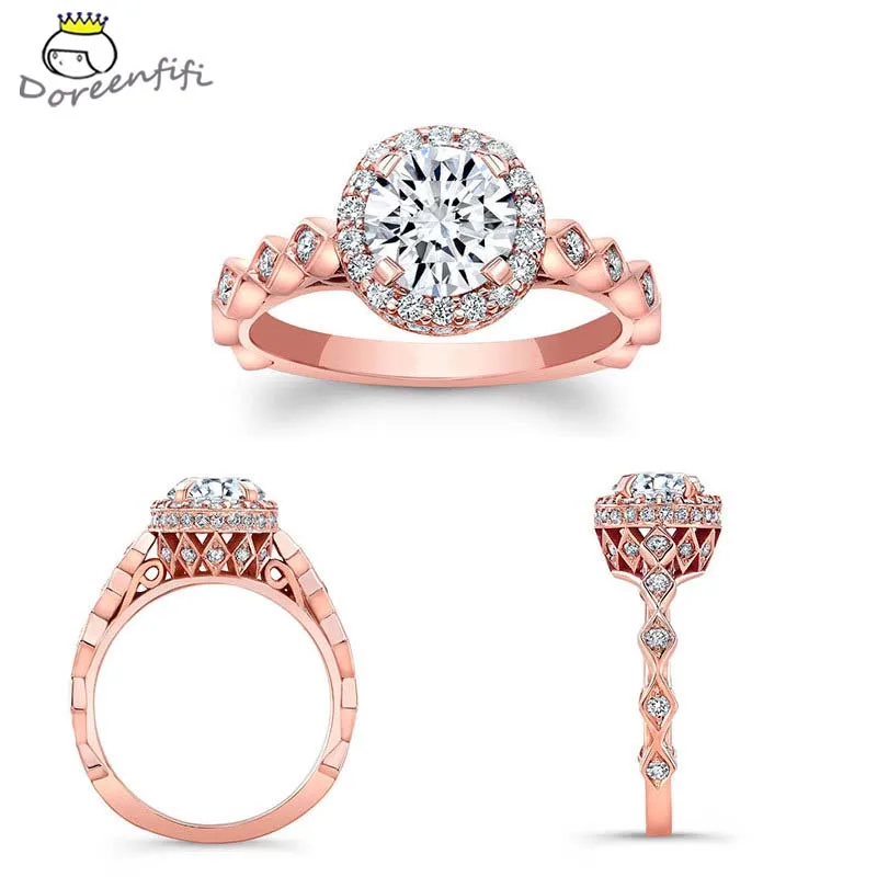 

Brand Anillos Vintage Jewelry Rings for Women 925 Sterling Silver Rose Gold Color Zirconia Environmental Rhinestone Wedding Ring