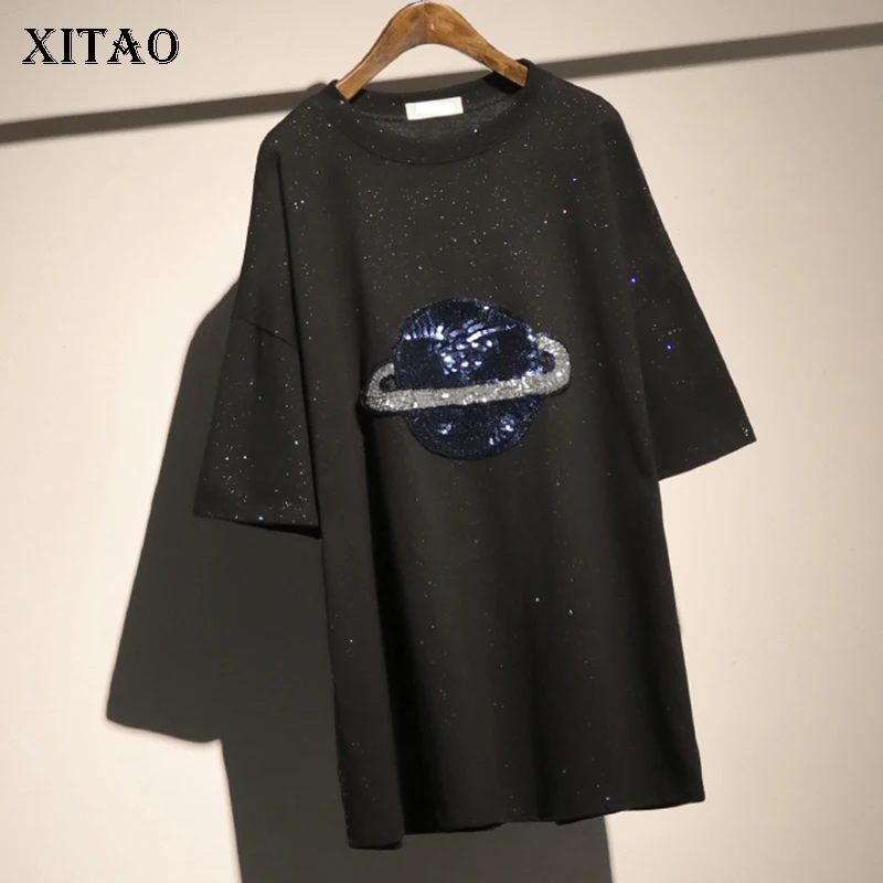 [XITAO] Европейская мода новинка 2019 Женская весенне-летняя футболка с круглым