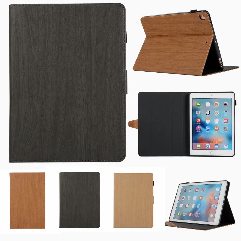 

Case For iPad 9.7 2017 2018 Case Wooden Leather Tablet Cover Stand Cases for Apple Protective Shell for iPad A1823 A1893 A1954