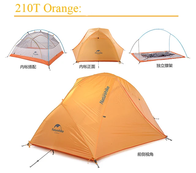 Cheap NH Galaxy 2 ultralight outdoor tent camping tent 2 double layer weatherproof outdoor camping tent 210T plaid orange color