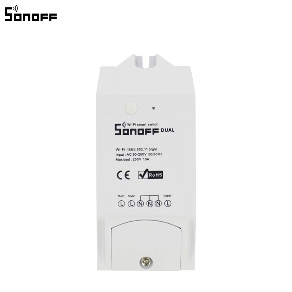 1-5 Sonoff Dual 2CH Wifi освещение переключатель Управление несколькими устройствами светодиодный WiFi переключатель управление двумя устройствами умный Wifi беспроводной умный переключатель