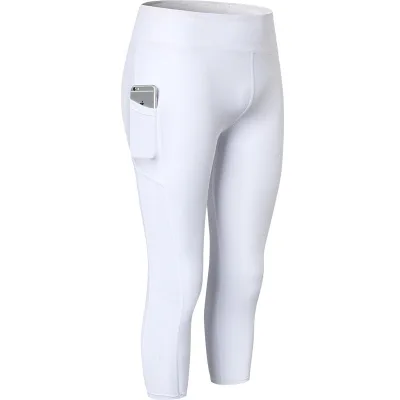 Колготки для бега, женские Компрессионные Леггинсы для бега, спорта, йоги, брюки для фитнеса, женские компрессионные штаны, для девушек, с высокой талией - Цвет: White