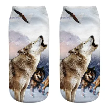 

Socks skarpetki damskie Cotton Socks 3D Wolf Head Print Medium Sports funny Socks Chaussettes calcetines mujer christmas socks