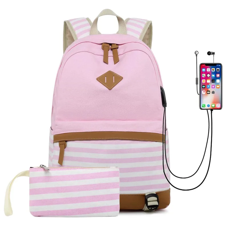 Bolsa mochilas feminina escolar женский рюкзак для ноутбука usb школьные сумки для девочек-подростков женский рюкзак 14 ''рюкзак для ноутбука - Цвет: pink