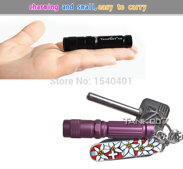 

Super Mini Tank007 E09 CREE R3 120 Lumens 3-Mode Memory LED Mini Torch Flashlight By 1*10440/1*AAA Battery