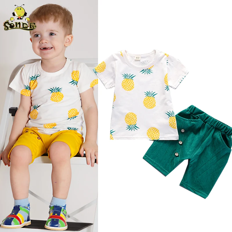 

Kids Boys Summer Clothes Fashion Cotton Set Printed Fruit Sports Suit T-shirt + Shorts Children's Clothing Baby Girl Outfits