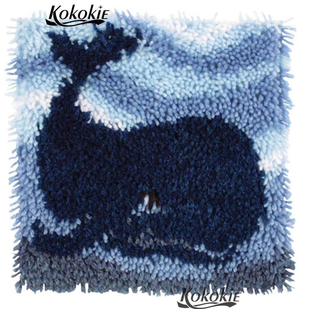 3d carpet cartoon whale Latch Hook Cushion Kits Needlework Crocheting Throw Pillow Unfinished Yarn Embroidery Pillowcase | Дом и сад